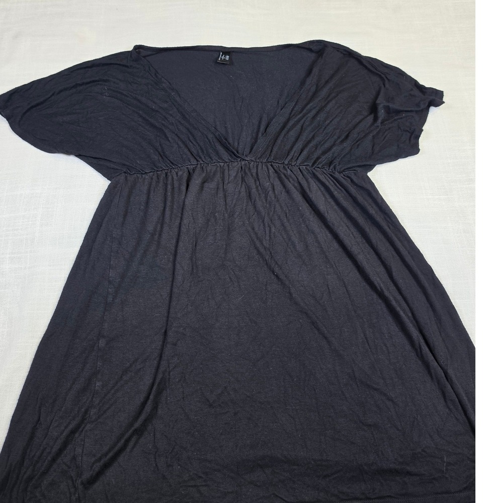 ANA A New Approach Black Empire Waist V-Neck Tunic Top Large